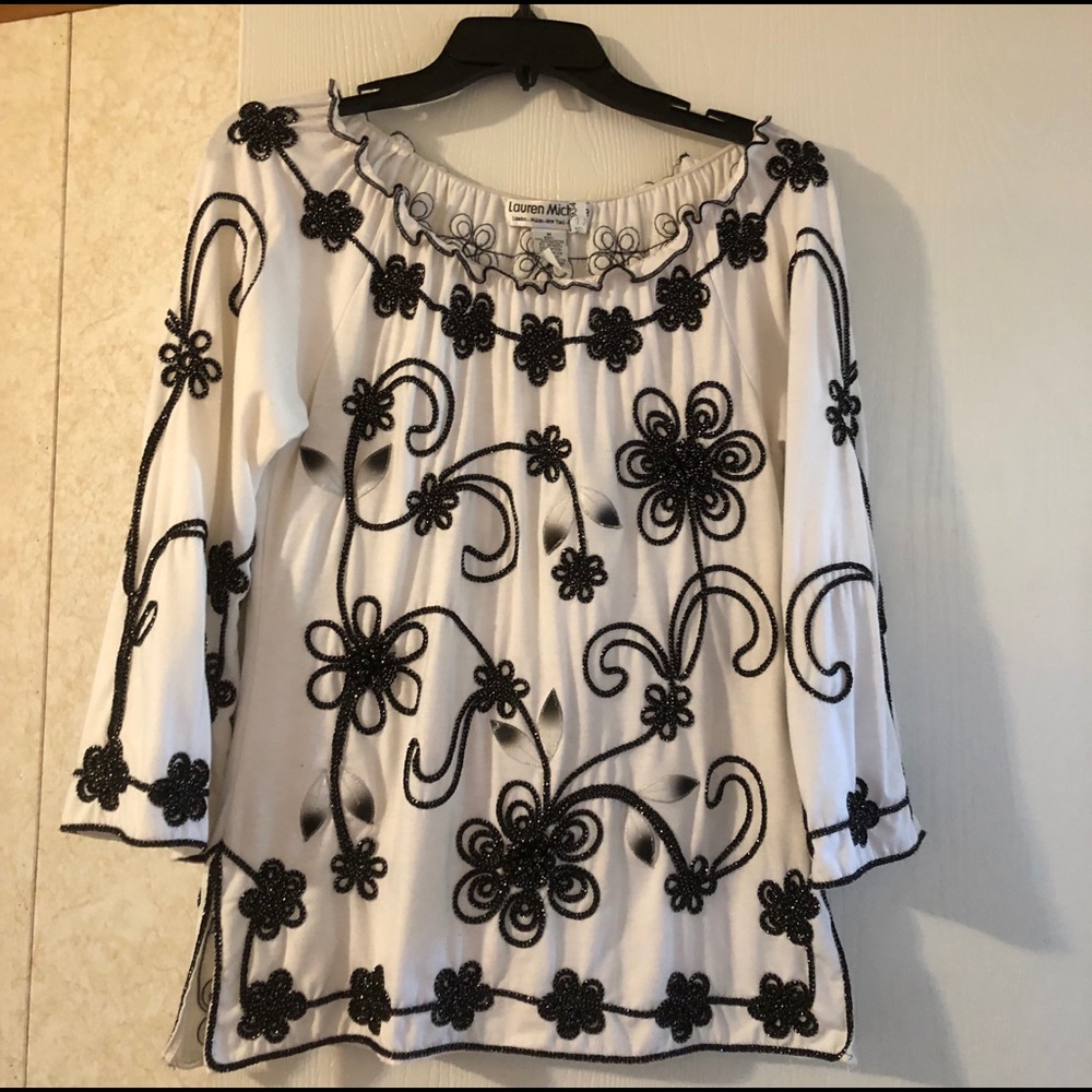 Black/White Embellished Blouse